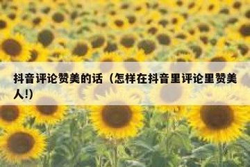 抖音评论赞美的话（怎样在抖音里评论里赞美人!）