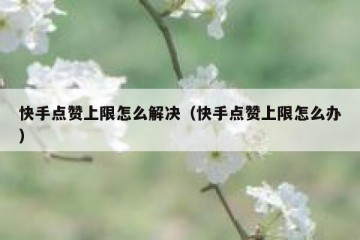 快手点赞上限怎么解决（快手点赞上限怎么办）