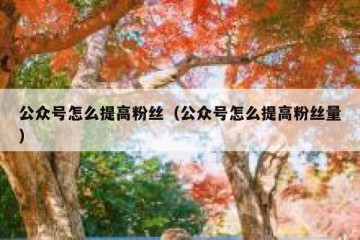 公众号怎么提高粉丝（公众号怎么提高粉丝量）