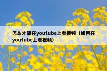 怎么才能在youtube上看视频（如何在youtube上看视频）