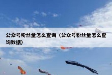公众号粉丝量怎么查询（公众号粉丝量怎么查询数据）