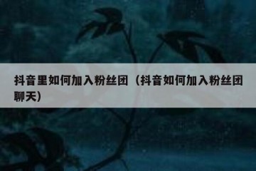 抖音里如何加入粉丝团（抖音如何加入粉丝团聊天）
