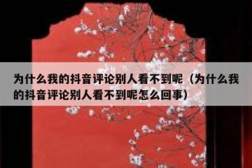 为什么我的抖音评论别人看不到呢（为什么我的抖音评论别人看不到呢怎么回事）