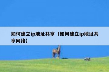 如何建立ip地址共享（如何建立ip地址共享网络）