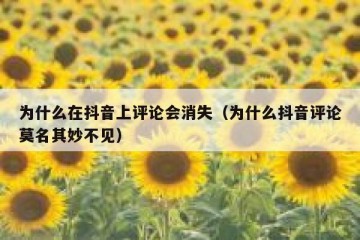 为什么在抖音上评论会消失（为什么抖音评论莫名其妙不见）