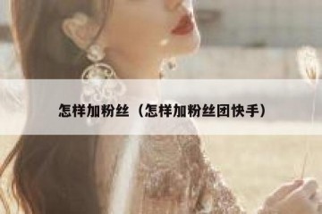 怎样加粉丝（怎样加粉丝团快手）