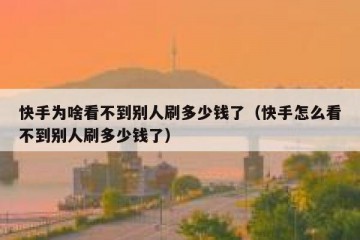 快手为啥看不到别人刷多少钱了（快手怎么看不到别人刷多少钱了）