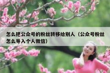 怎么把公众号的粉丝转移给别人（公众号粉丝怎么导入个人微信）