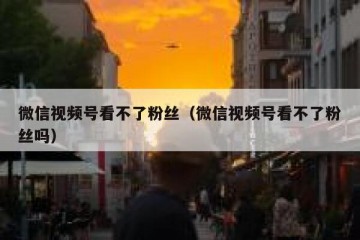 微信视频号看不了粉丝（微信视频号看不了粉丝吗）