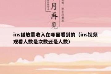 ins播放量收入在哪里看到的（ins视频观看人数是次数还是人数）