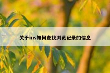 关于ins如何查找浏览记录的信息