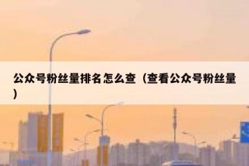 公众号粉丝量排名怎么查（查看公众号粉丝量）