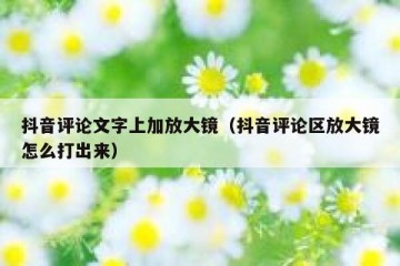 抖音评论文字上加放大镜（抖音评论区放大镜怎么打出来）
