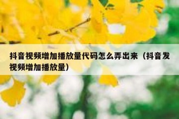 抖音视频增加播放量代码怎么弄出来（抖音发视频增加播放量）