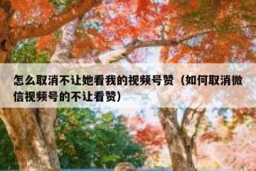 怎么取消不让她看我的视频号赞（如何取消微信视频号的不让看赞）