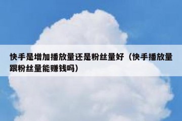 快手是增加播放量还是粉丝量好（快手播放量跟粉丝量能赚钱吗）