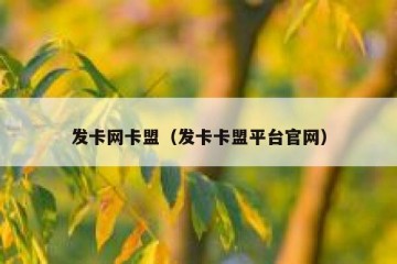 发卡网卡盟（发卡卡盟平台官网）