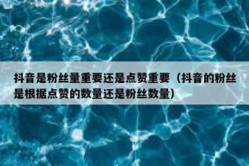 抖音是粉丝量重要还是点赞重要（抖音的粉丝是根据点赞的数量还是粉丝数量）