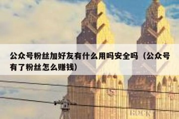公众号粉丝加好友有什么用吗安全吗（公众号有了粉丝怎么赚钱）