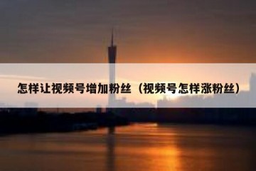 怎样让视频号增加粉丝（视频号怎样涨粉丝）