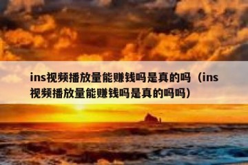 ins视频播放量能赚钱吗是真的吗（ins视频播放量能赚钱吗是真的吗吗）