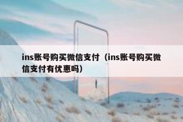 ins账号购买微信支付（ins账号购买微信支付有优惠吗）