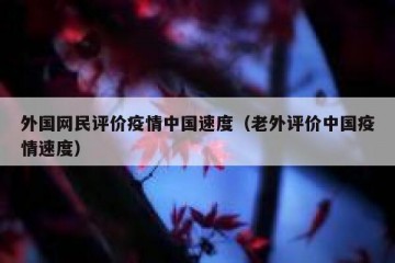 外国网民评价疫情中国速度（老外评价中国疫情速度）