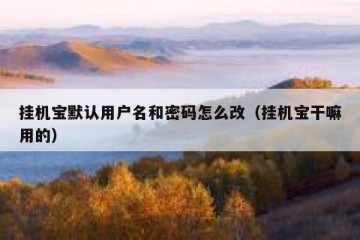 挂机宝默认用户名和密码怎么改（挂机宝干嘛用的）