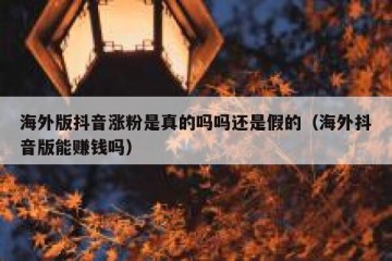 海外版抖音涨粉是真的吗吗还是假的（海外抖音版能赚钱吗）