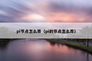 pi节点怎么弄（pi的节点怎么弄）