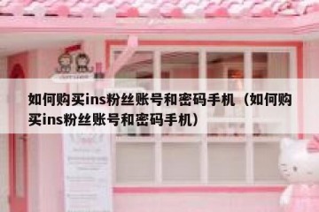 如何购买ins粉丝账号和密码手机（如何购买ins粉丝账号和密码手机）