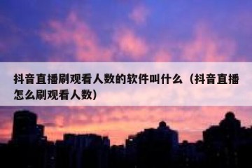 抖音直播刷观看人数的软件叫什么（抖音直播怎么刷观看人数）