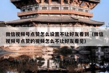 微信视频号点赞怎么设置不让好友看到（微信视频号点赞的视频怎么不让好友看见）