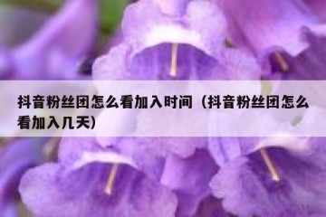 抖音粉丝团怎么看加入时间（抖音粉丝团怎么看加入几天）