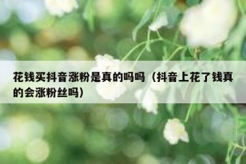 花钱买抖音涨粉是真的吗吗（抖音上花了钱真的会涨粉丝吗）