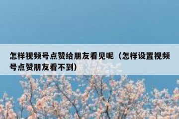 怎样视频号点赞给朋友看见呢（怎样设置视频号点赞朋友看不到）