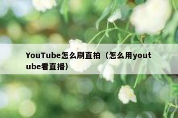 YouTube怎么刷直拍（怎么用youtube看直播）