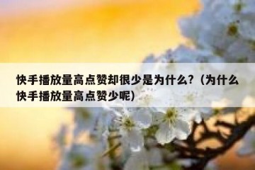 快手播放量高点赞却很少是为什么?（为什么快手播放量高点赞少呢）
