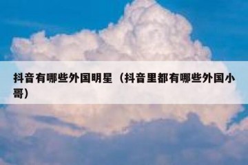 抖音有哪些外国明星（抖音里都有哪些外国小哥）