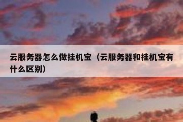 云服务器怎么做挂机宝（云服务器和挂机宝有什么区别）