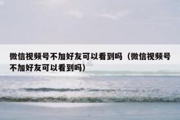 微信视频号不加好友可以看到吗（微信视频号不加好友可以看到吗）