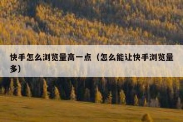 快手怎么浏览量高一点（怎么能让快手浏览量多）