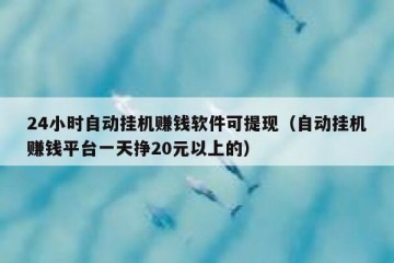 24小时自动挂机赚钱软件可提现（自动挂机赚钱平台一天挣20元以上的）