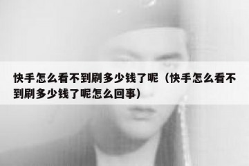 快手怎么看不到刷多少钱了呢（快手怎么看不到刷多少钱了呢怎么回事）