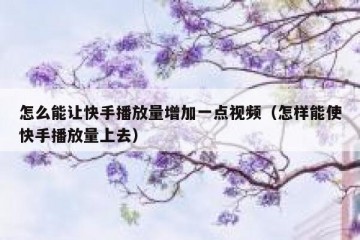 怎么能让快手播放量增加一点视频（怎样能使快手播放量上去）