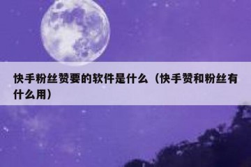 快手粉丝赞要的软件是什么（快手赞和粉丝有什么用）