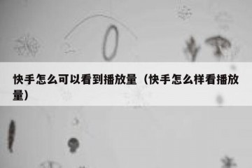 快手怎么可以看到播放量（快手怎么样看播放量）