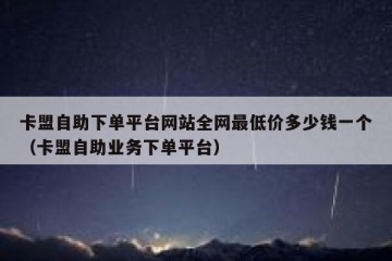 卡盟自助下单平台网站全网最低价多少钱一个（卡盟自助业务下单平台）