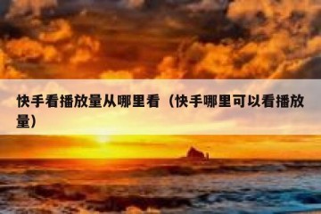 快手看播放量从哪里看（快手哪里可以看播放量）