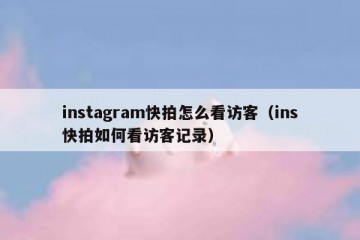 instagram快拍怎么看访客（ins快拍如何看访客记录）